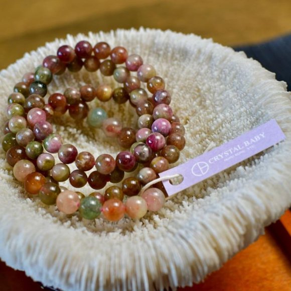 Crystalbabyhkyyc 🔮 7mm + Watermelon Tourmaline Bracelet - Picture 1 of 6